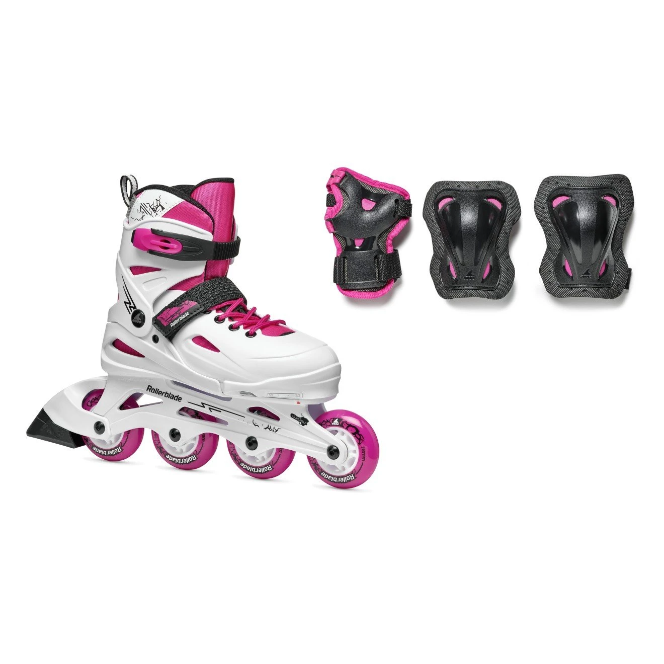 Rollerblade Fury Combo Adjustable Kids Skates - White/Pink 1 Rollerblade Fury Combo Adjustable Kids Skates - White/Pink