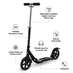 Micro Flex Deluxe Scooter - Black 7 Micro Flex Deluxe Scooter - Black -Urban Rollers 3N B8lO2
