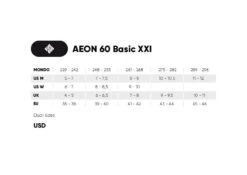 USD Aeon 60 Basic Aggressive Skates 5 USD Aeon 60 Basic Aggressive Skates -Urban Rollers 710171 AEON 60 XXI sizingchart