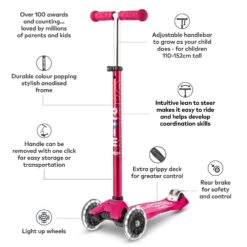 Maxi Micro Deluxe LED Scooter - Pink 7 Maxi Micro Deluxe LED Scooter - Pink -Urban Rollers DCWVs re
