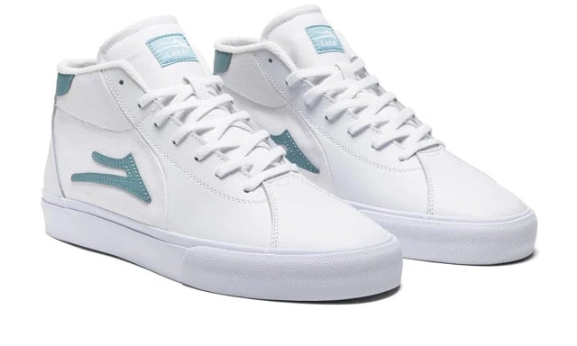 Lakai Flaco 2 Mid Leather Skate Shoes - White/Nile 2 Lakai Flaco 2 Mid Leather Skate Shoes - White/Nile - Image 2
