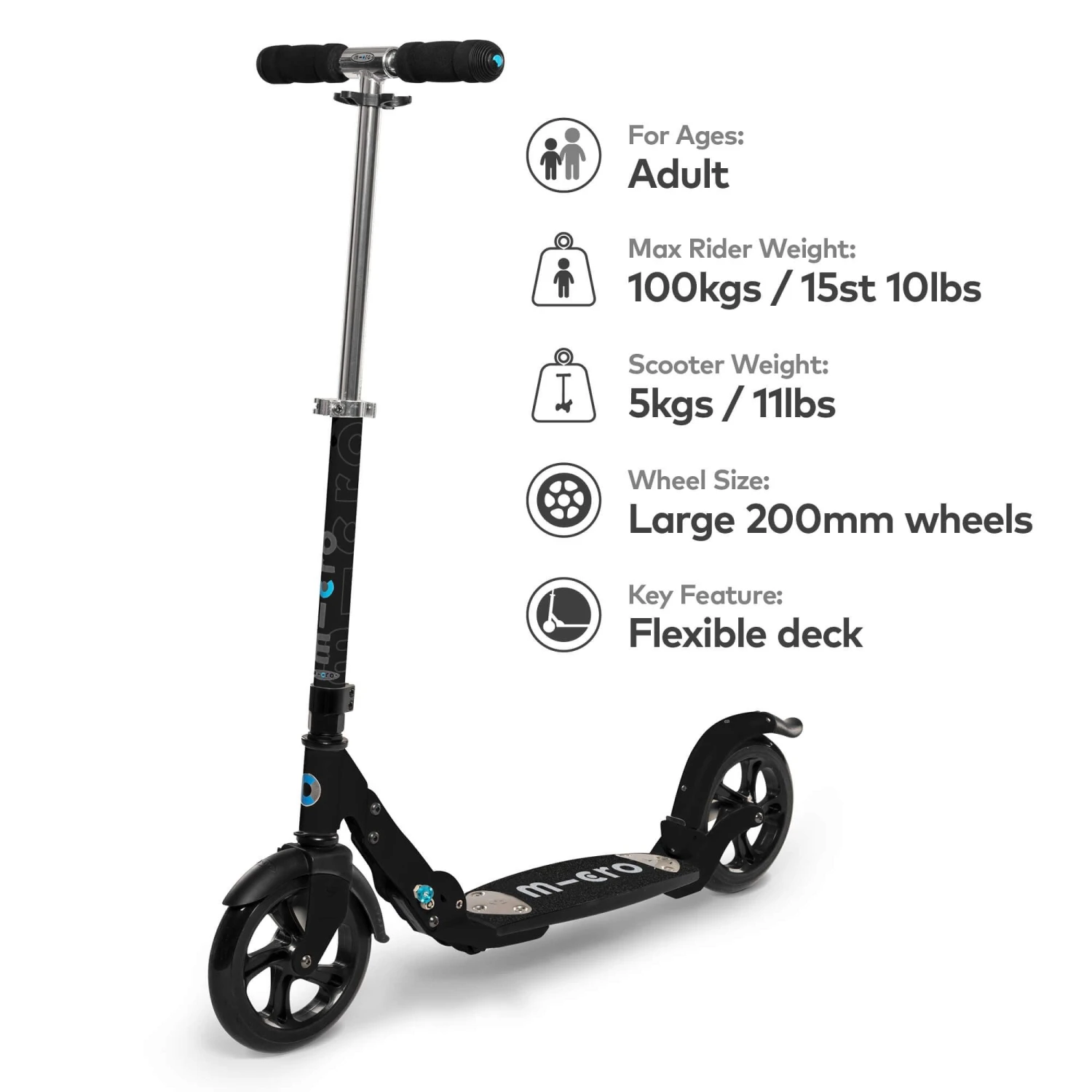 Micro Flex Deluxe Scooter - Black 2 Micro Flex Deluxe Scooter - Black - Image 2