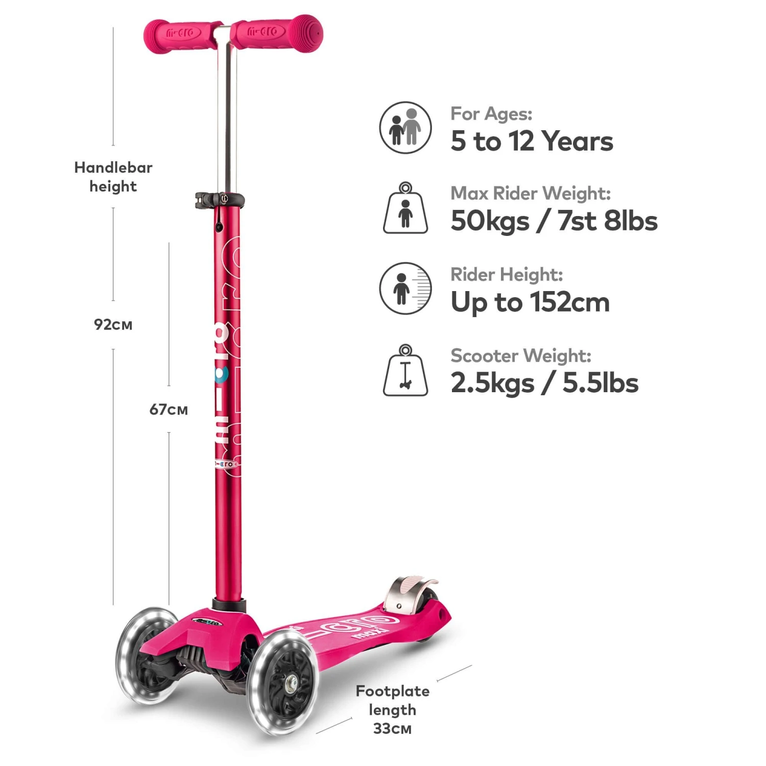 Maxi Micro Deluxe LED Scooter - Pink 2 Maxi Micro Deluxe LED Scooter - Pink - Image 2