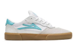 Lakai Cambridge Skate Shoes - White/Teal Suede