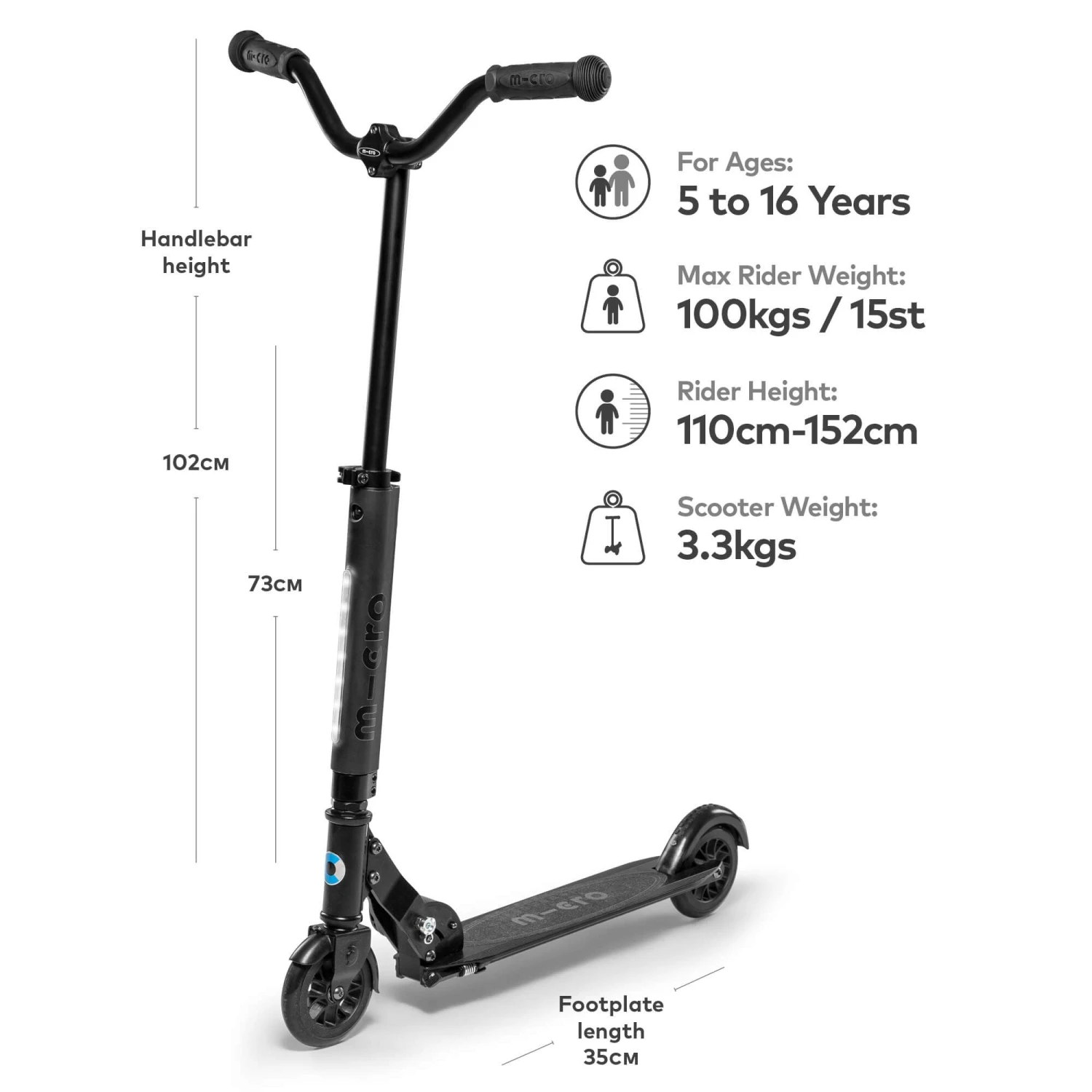Micro Sprite Deluxe Scooter - Black 2 Micro Sprite Deluxe Scooter - Black - Image 2