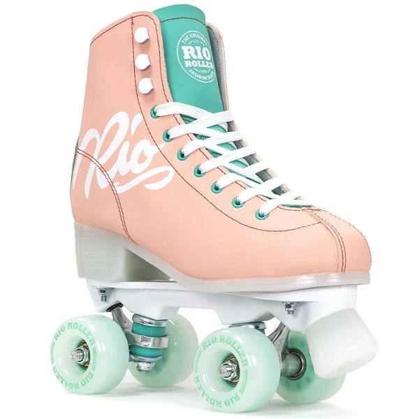 Rio Roller Script Roller Skates - Peach/Green 1 Rio Roller Script Roller Skates - Peach/Green