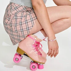 Impala Quad Roller Skates - Pink Tartan 5 Impala Quad Roller Skates - Pink Tartan -Urban Rollers impala quad roller skates pink tartan lifestyle