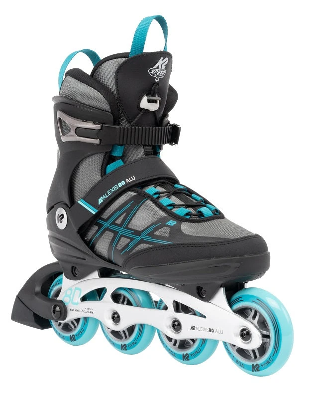 K2 Alexis 80 Alu Womens Inline Skates - Grey/Cyan 1 K2 Alexis 80 Alu Womens Inline Skates - Grey/Cyan