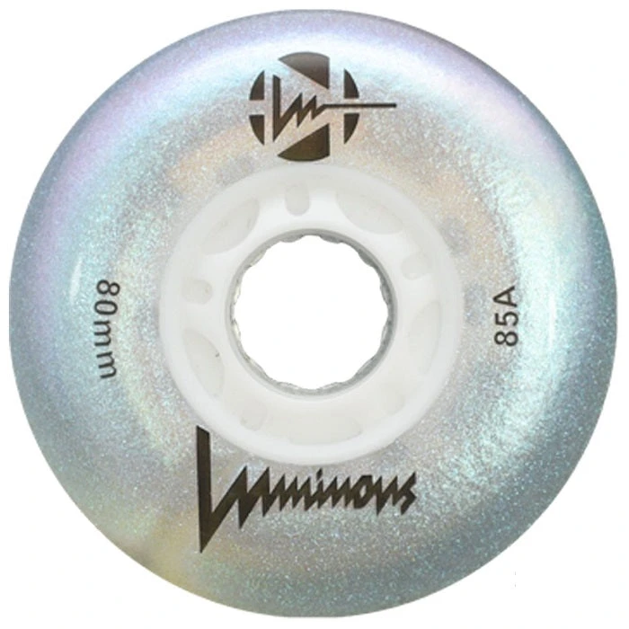 Luminous Light Up Inline Skate Wheels - White Glitter 4 Pack 1 Luminous Light Up Inline Skate Wheels - White Glitter 4 Pack
