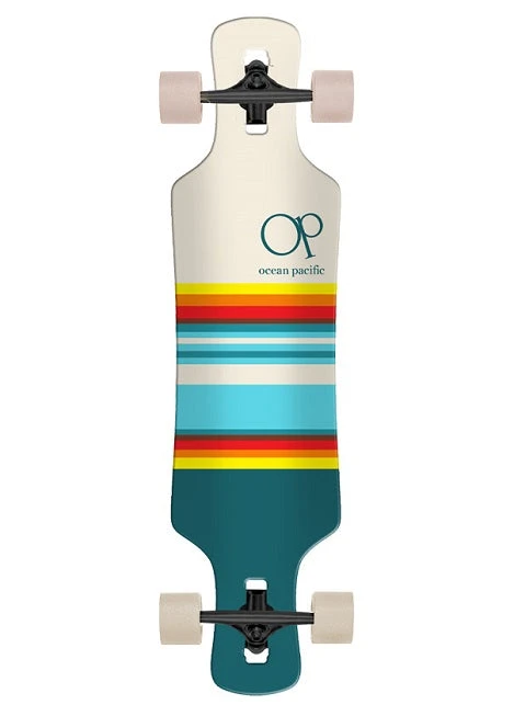 Ocean Pacific Swell White And Teal Drop Through Longboard - 36" 1 Ocean Pacific Swell White And Teal Drop Through Longboard - 36"