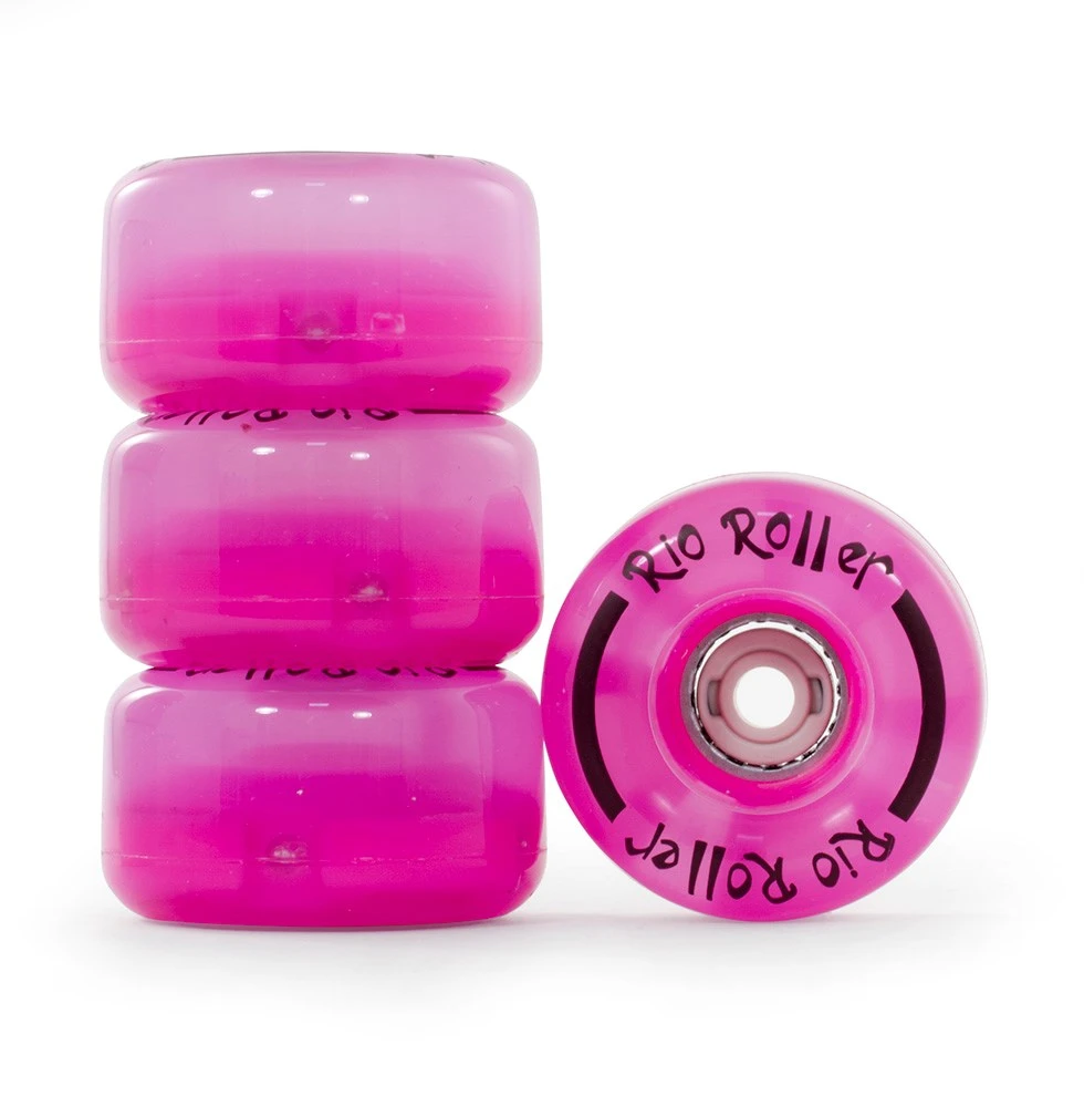 Rio Roller Pink Light Up Roller Skate Wheels 58mm - Set Of 4 1 Rio Roller Pink Light Up Roller Skate Wheels 58mm - Set Of 4