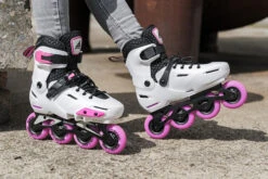Rollerblade Apex Adjustable Inline Skates - White/Pink 7 Rollerblade Apex Adjustable Inline Skates - White/Pink -Urban Rollers rollerblade apex adjustable inline skates white pink lifestyle