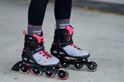 Rollerblade Macroblade 90 Womens Skates - Grey/Pink -Urban Rollers rollerblade macroblade 90 womens skates grey pink lifestyle
