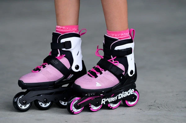 Rollerblade Microblade Adjustable Kids Skates Combo Pack - Pink/White 2 Rollerblade Microblade Adjustable Kids Skates Combo Pack - Pink/White - Image 2