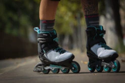 Rollerblade Zetrablade Elite Womens Skates - Black/Powder Blue 7 Rollerblade Zetrablade Elite Womens Skates - Black/Powder Blue -Urban Rollers rollerblade zetrablade elite womens skates black powder blue lifestyle