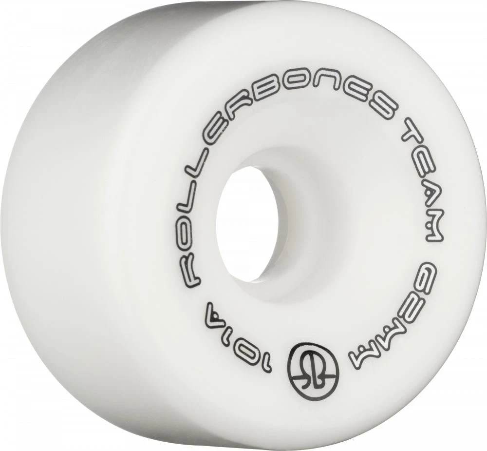 Rollerbones Team Logo Wheels White 62mm 101a - Set Of 8 1 Rollerbones Team Logo Wheels White 62mm 101a - Set Of 8