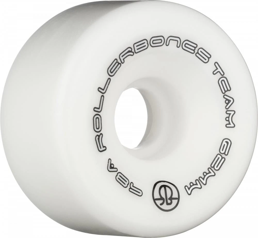 Rollerbones Team Logo Wheels White 62mm 98a - Set Of 8 1 Rollerbones Team Logo Wheels White 62mm 98a - Set Of 8