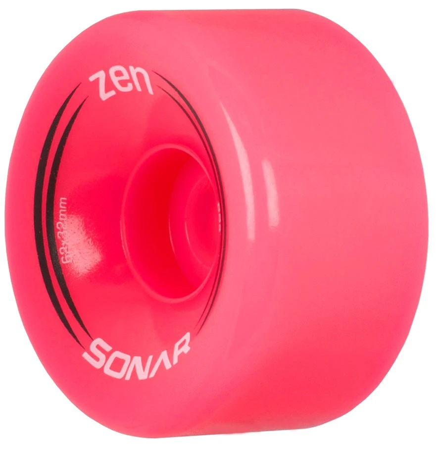Sonar Zen Pink Quad Roller Skate Wheels 62mm - Set Of 4 1 Sonar Zen Pink Quad Roller Skate Wheels 62mm - Set Of 4
