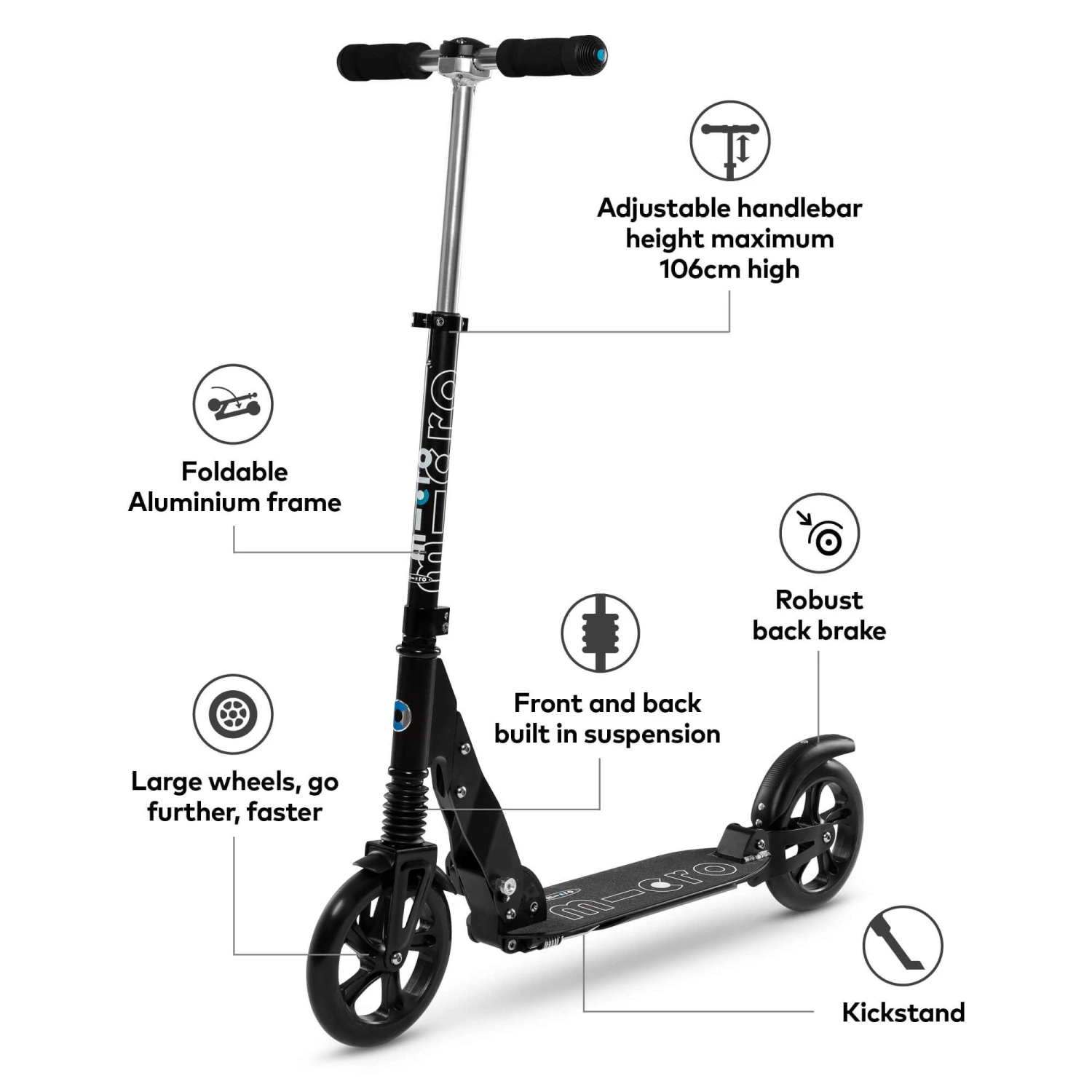 Micro Suspension Scooter - Black 3 Micro Suspension Scooter - Black - Image 3