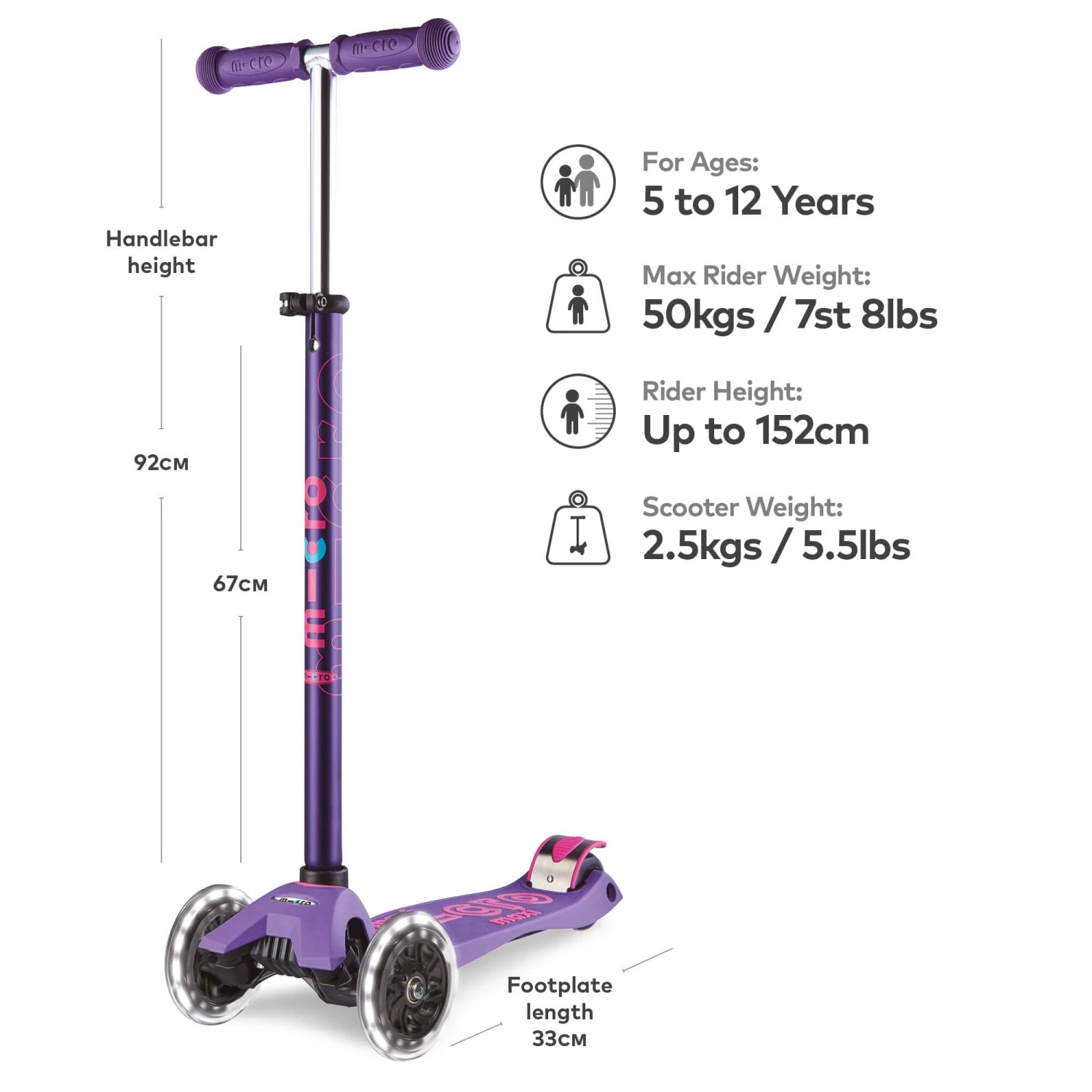 Maxi Micro Deluxe LED Scooter - Purple 2 Maxi Micro Deluxe LED Scooter - Purple - Image 2